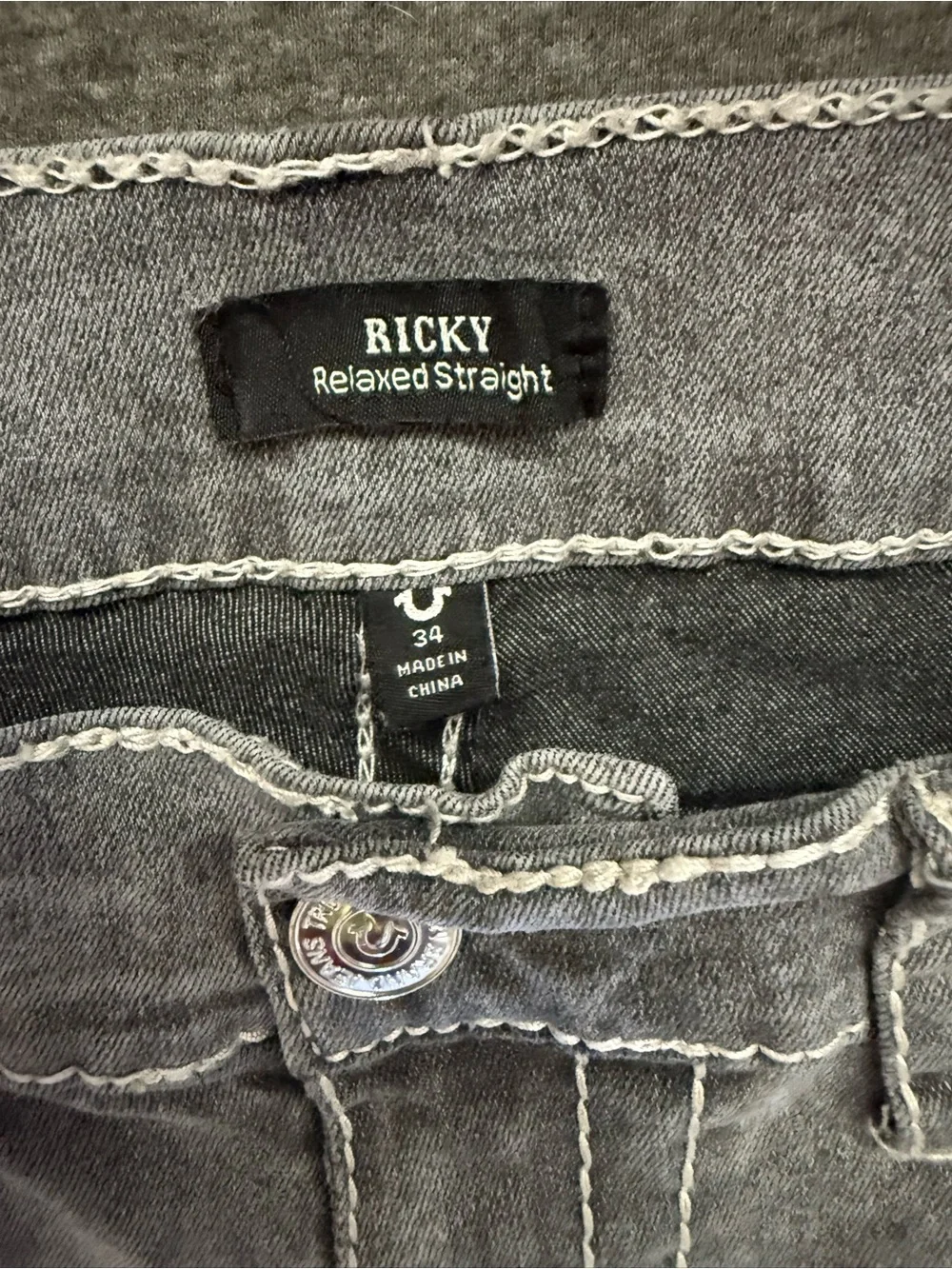 True Religion Men’s Gray Straight Jeans (Ricky Relaxed Straight)